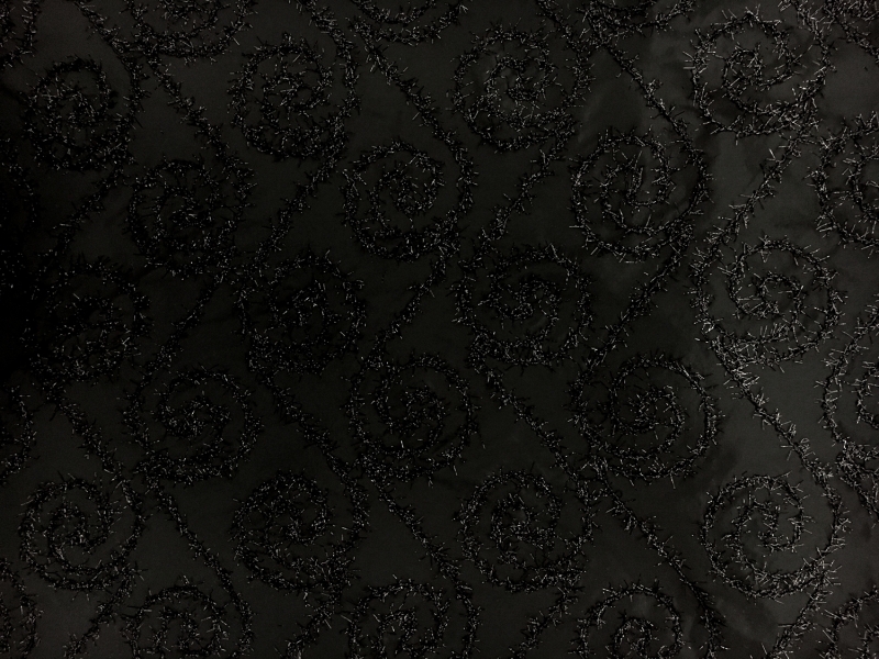 Polyester Taffeta with Lurex Embroidered Swirls2