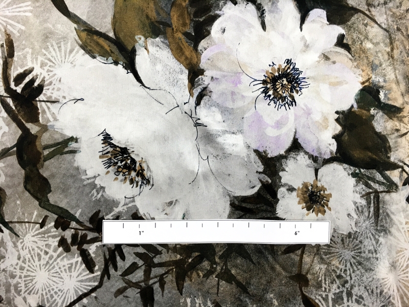 Silk Mikado with Printed Florals and Bamboo Trees1