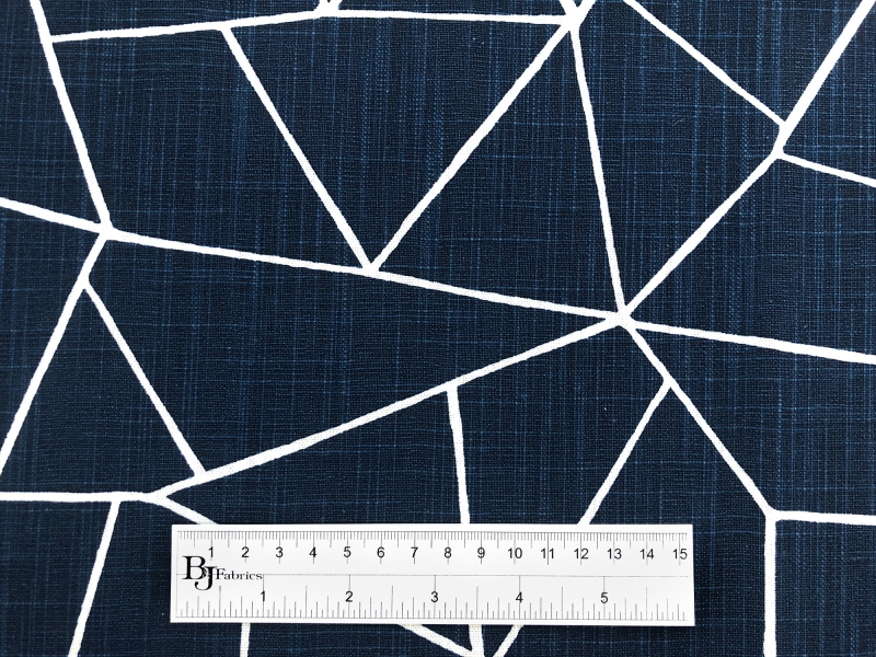 Denim Blue Cut Glass Cotton Upholstery Print3