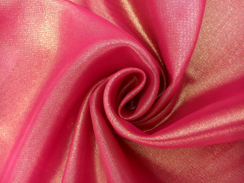 Microfiber Gold Metallic Chiffon in Raspberry 0