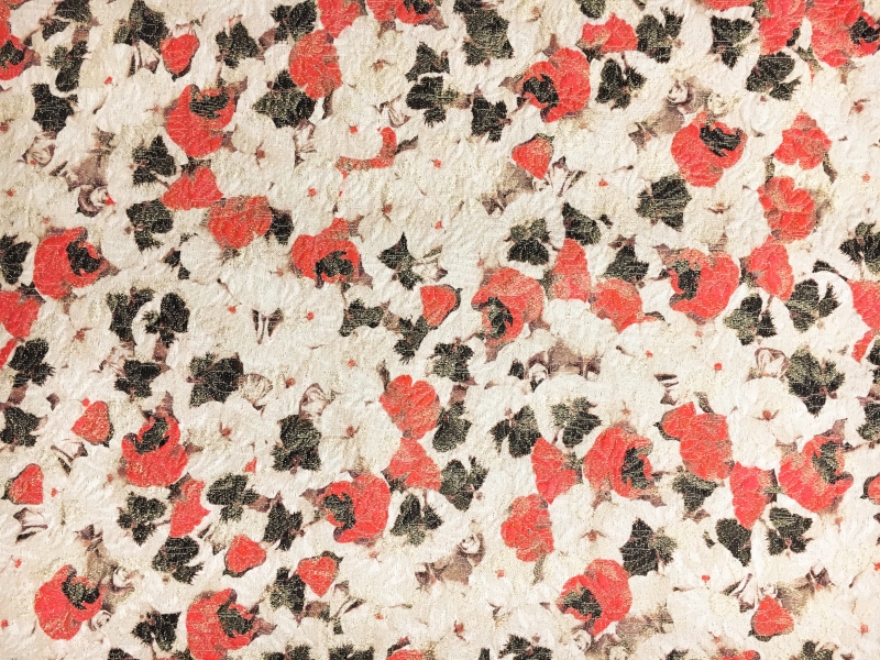 Silk and Wool Metallic Brocade with Pansies0