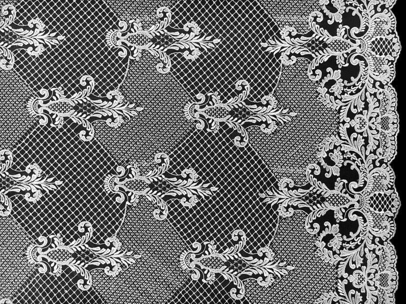 Beaded and Embroidered Tulle in Ivory0