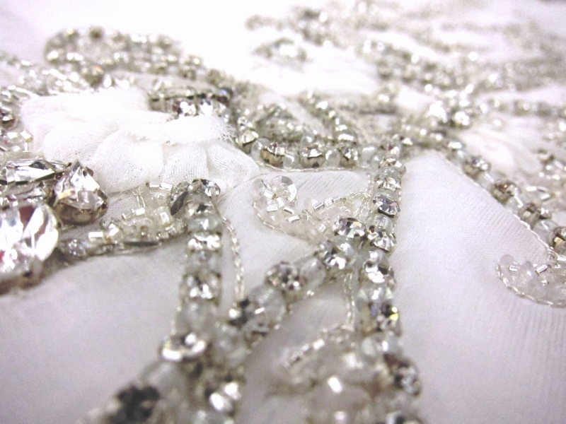 Pearl Embroidered Organza Bodice with Floral Appliqué2