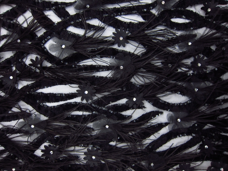 Novelty Velvet Appliquéd Illusion with Feathers0