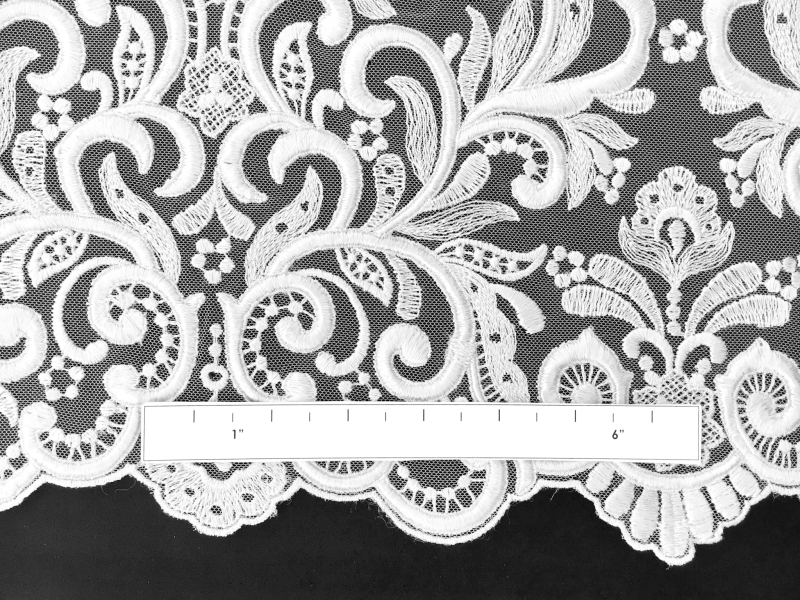 Ornate Embroidered Tulle in White1