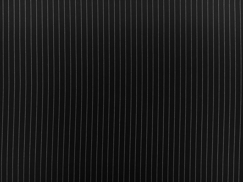Poly Blend Flat Crepe Pinstripe in Black and White0