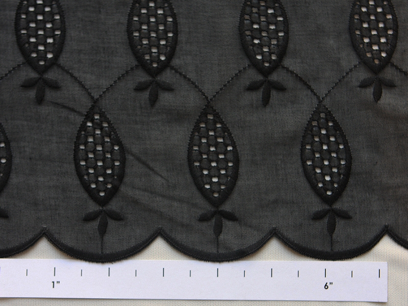 Cotton Voile Eyelet in Black0