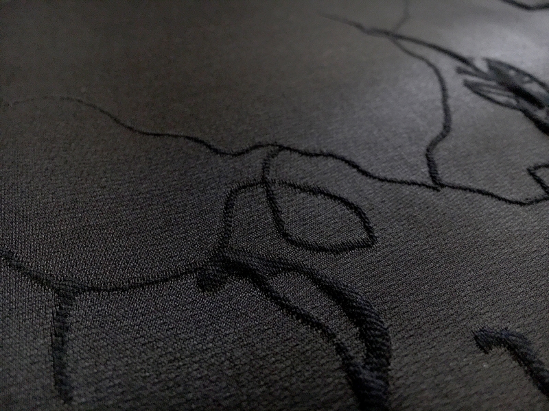 Silk Blend Liquid Cloqué with Abstract Line Drawings2