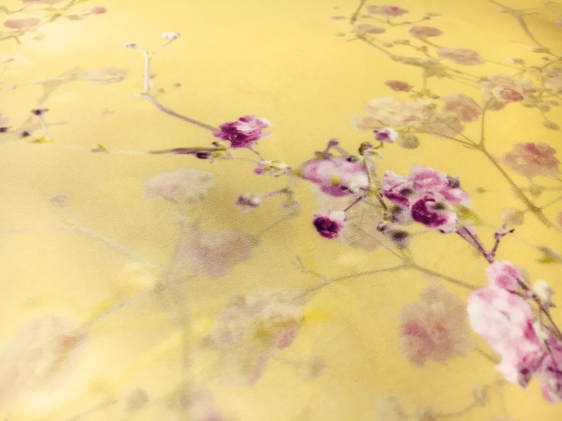 Printed Silk Satin Organza with Cherry Blossoms2