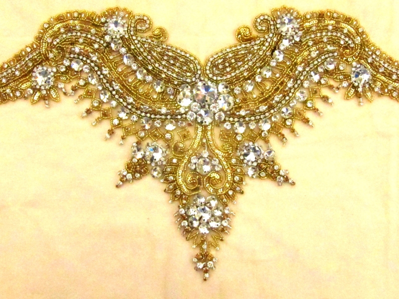 Emma Gold Crystal Embroidered Tulle Bodice0