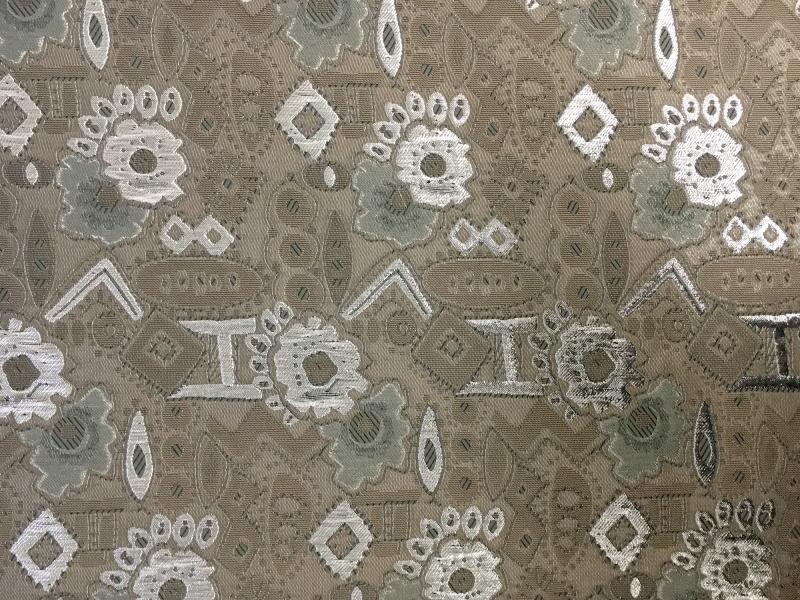Metallic Brocade with Geometrics and Flowers0