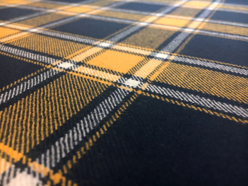 Italian Virgin Wool Tartan Plaid in Yellow and Navy3
