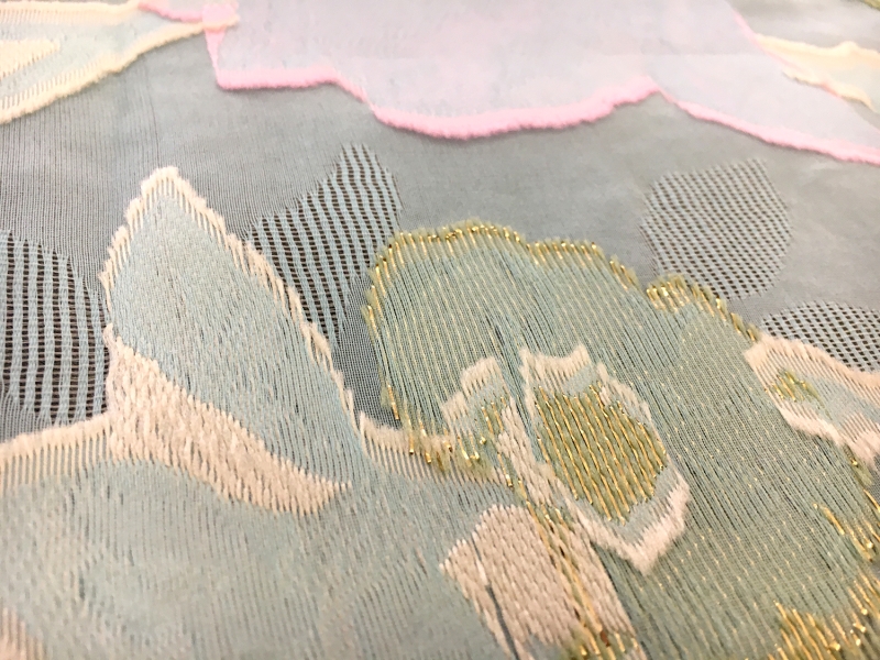 Silk Blend Metallic Fil Coupé Organza with Floral Motifs2