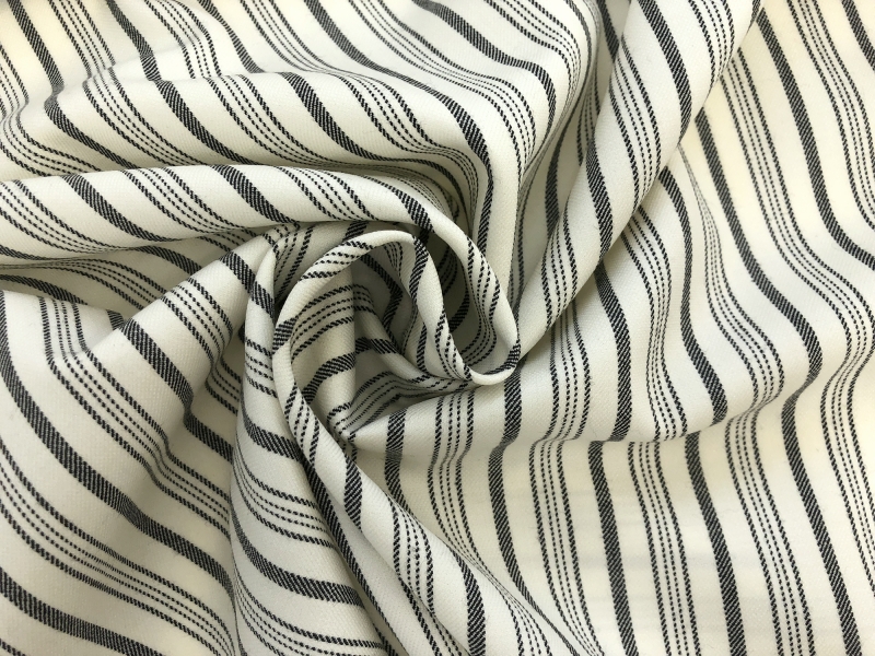 Wool Lycra Suiting Stripe in Cream and Black1