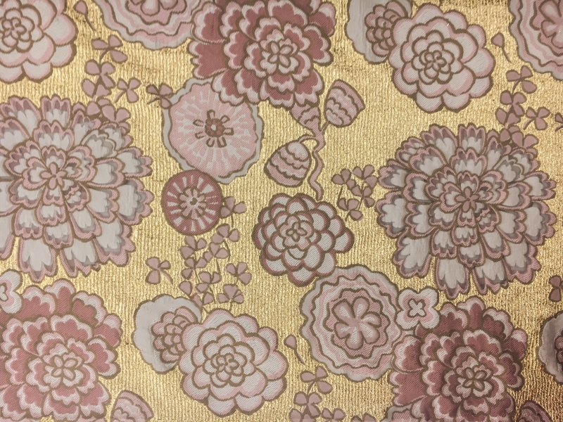 Metallic Burnout Fil Coupe with Large Florals on Metallic Gold Organza0