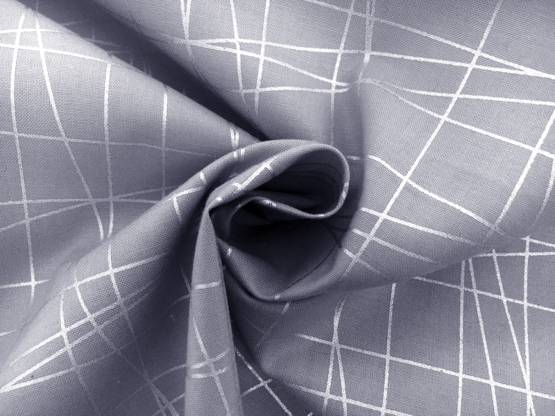 Cotton Broadcloth Metallic Grid Print in Slate1