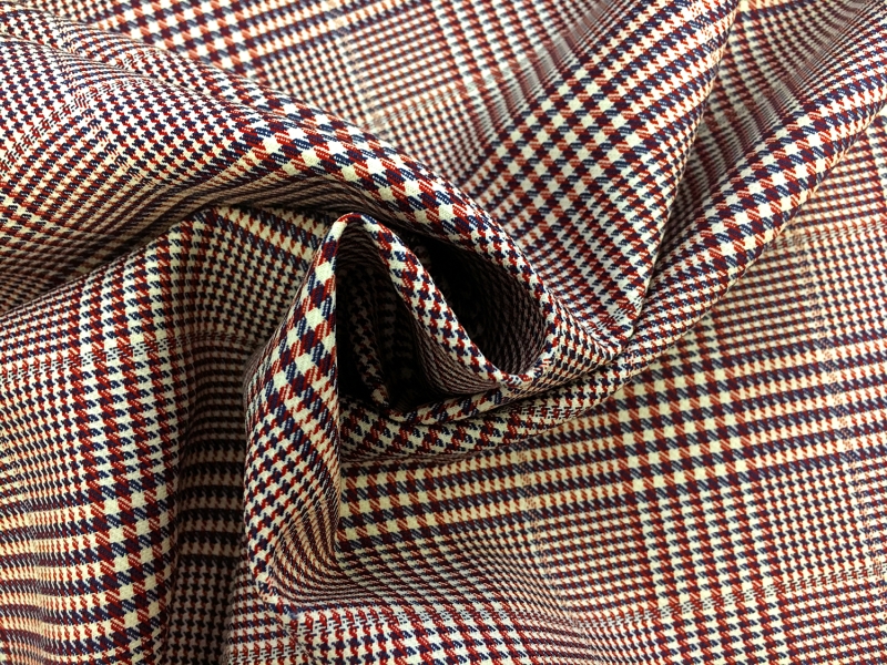 Italian Wool Lycra Glen Plaid in Ochre1