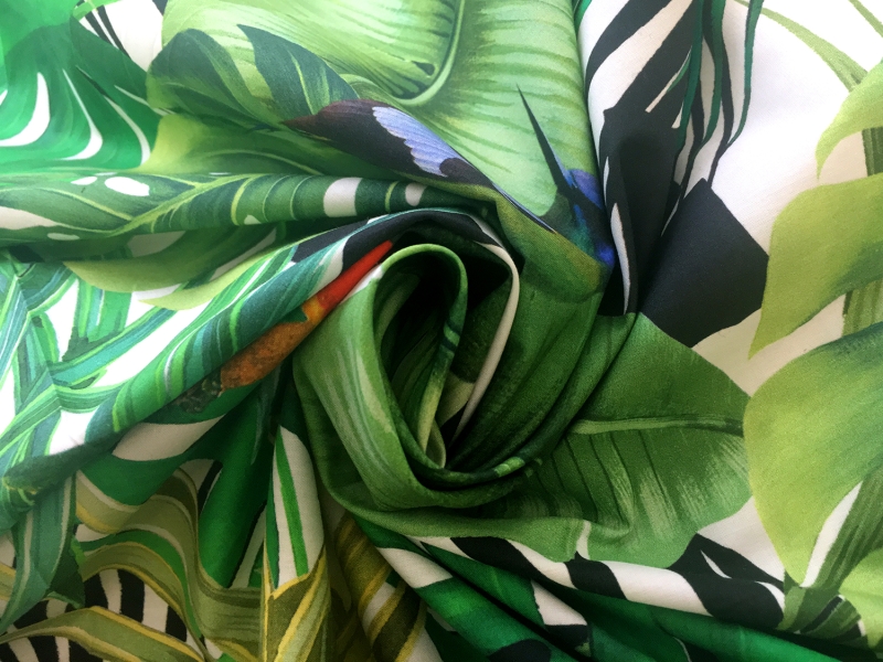 Max Mara Italian Cotton Tropical Plants and Birds Print1