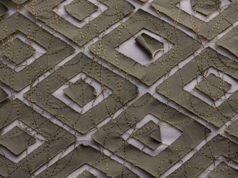 Geometric Cotton on Polyester Tulle0