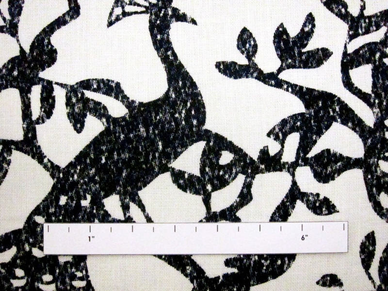 Linen Upholstery Peacock Print1