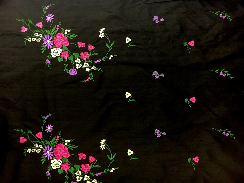 Embroidered Silk Dupioni0