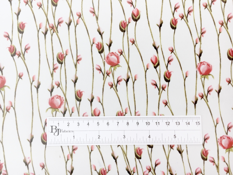 Printed Silk Crepe de Chine with Baby Rosebuds1