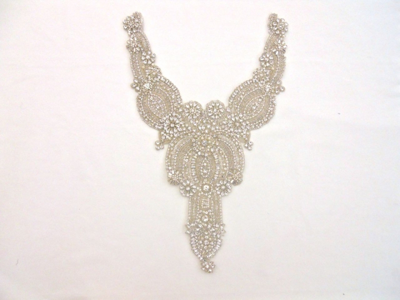 Jaclyn Silver Crystal Beaded Tulle Bodice0