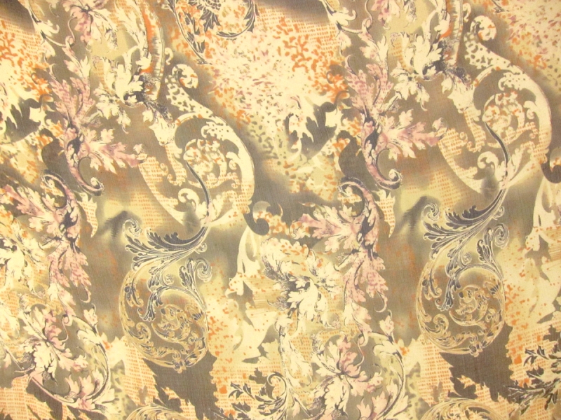 Printed Crinkle Silk Chiffon0