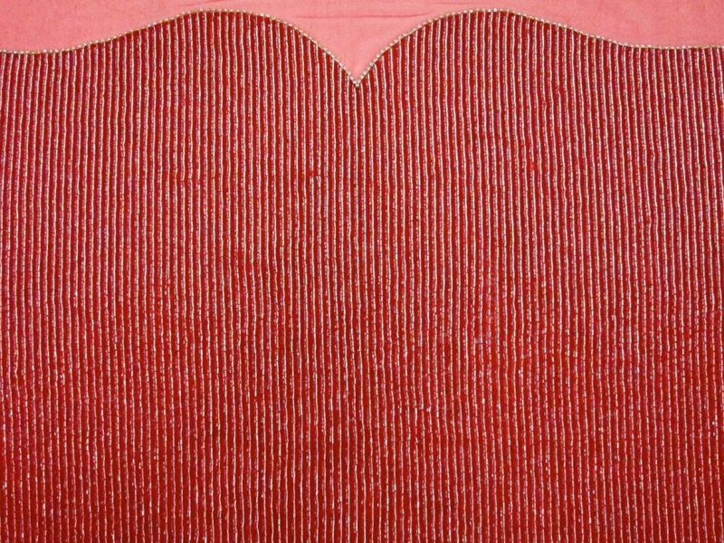 Suzanne Red Bugle Bead Embroidered Tulle Bodice 0