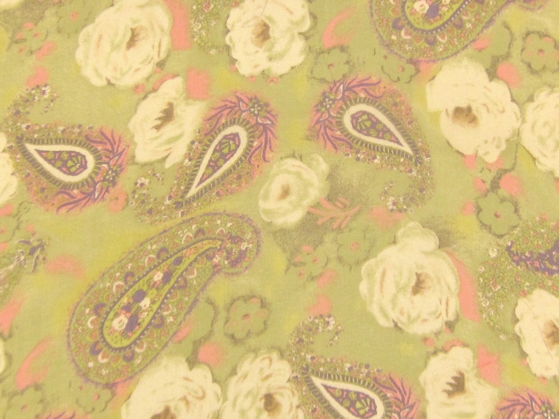 Printed Silk Chiffon  with Small Paisleys and Flowers0