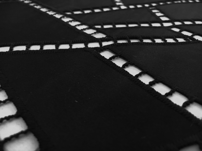 Embroidered Polyester Satin Eyelet in Black2