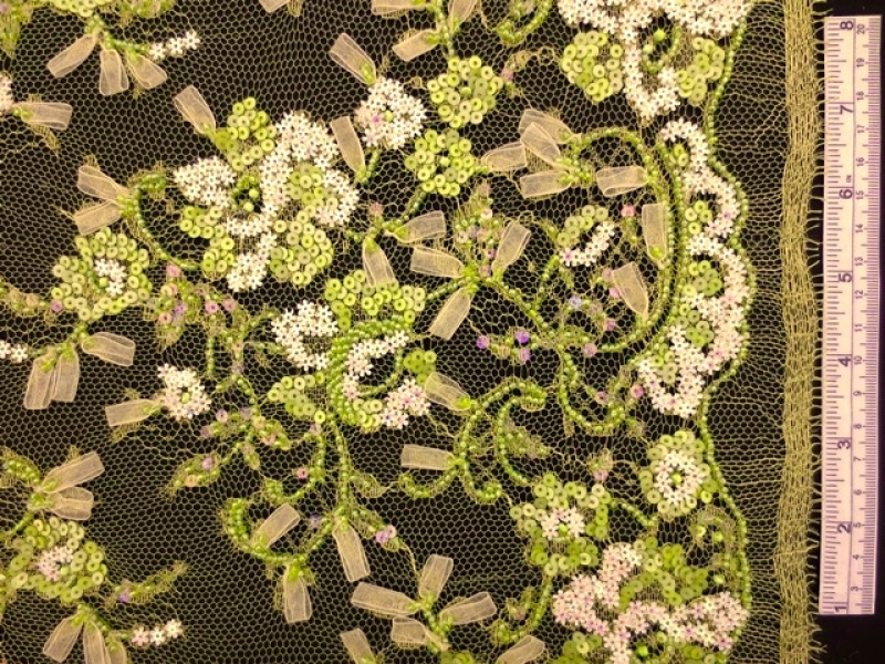 Beaded Metallic Chantilly Lace0