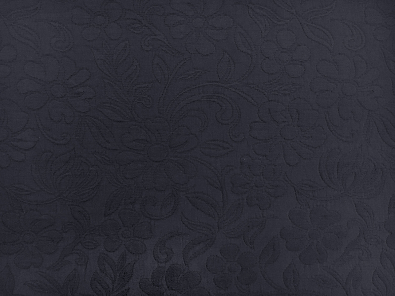 Italian Cotton Blend Floral Brocade in Navy0
