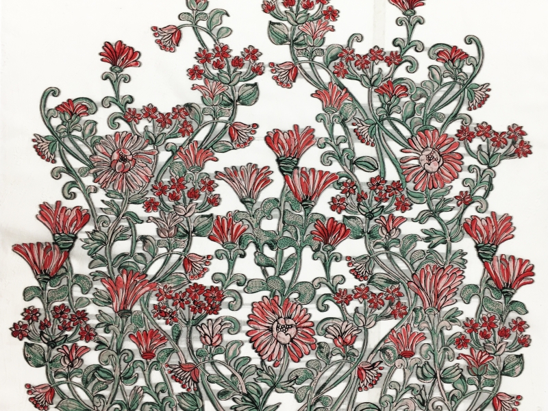 Fil Coupé Panel wtih Large Flowers0