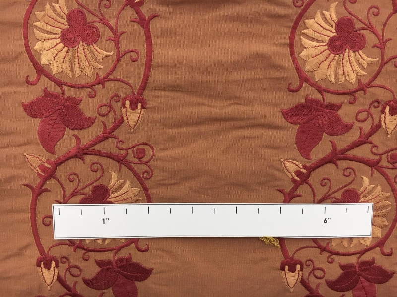 Embroidered Iridescent Silk Chiffon with Rows of Flowers1