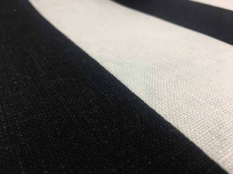 Linen Upholstery Printed Stripe in Black and Ivory2