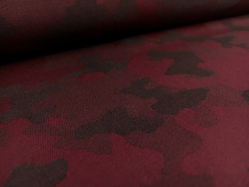 Italian Wool Camouflage Jacquard Suiting in Wine2