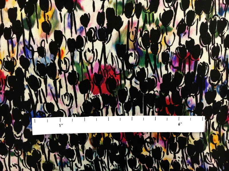 Printed Silk Gazar with Degradé Abstract Tulips1