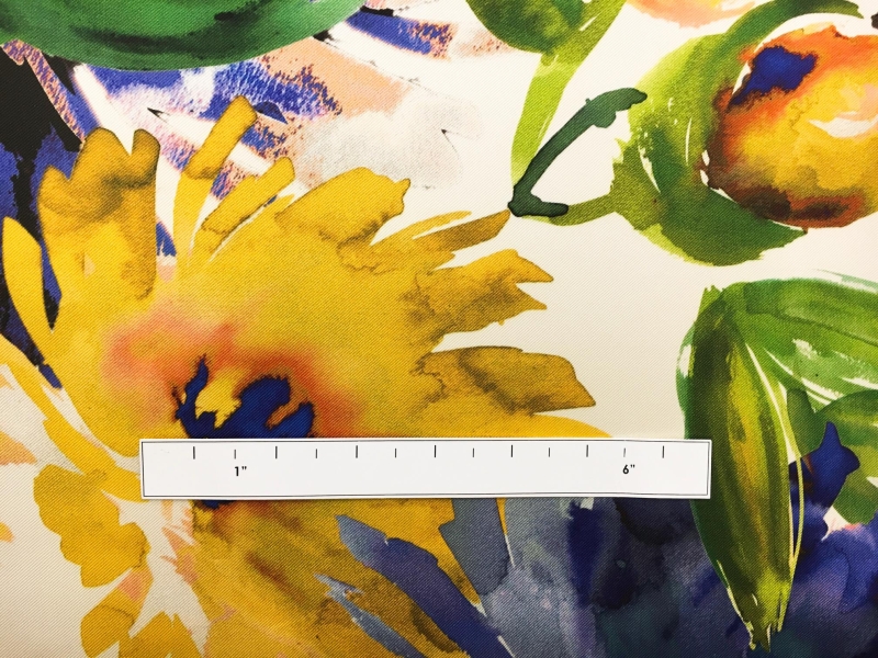 Printed Polyester Mikado with Watercolor Flowers and Fruits1