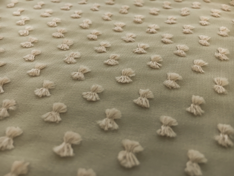 Silk and Cotton Swiss Dot Chiffon in Beige0