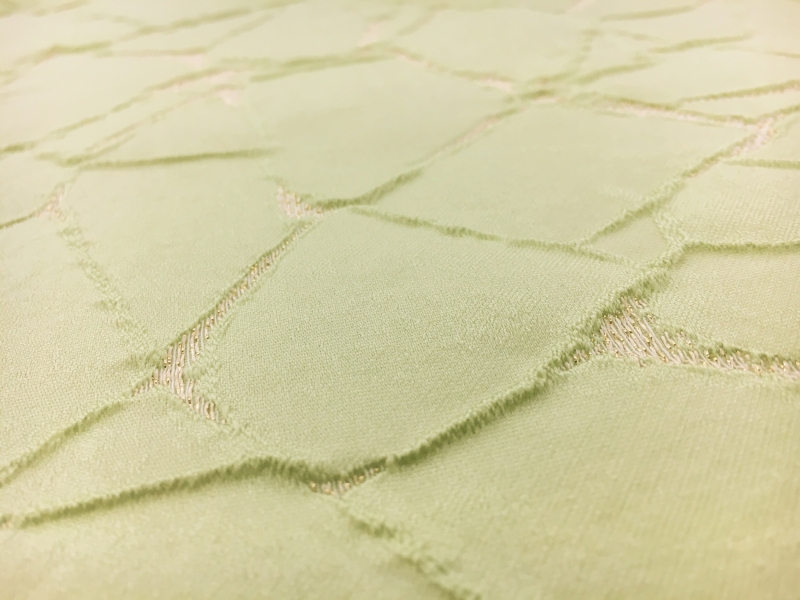 Silk and Polyester Blend Metallic Cloqué Brocade with Cracked Texture2