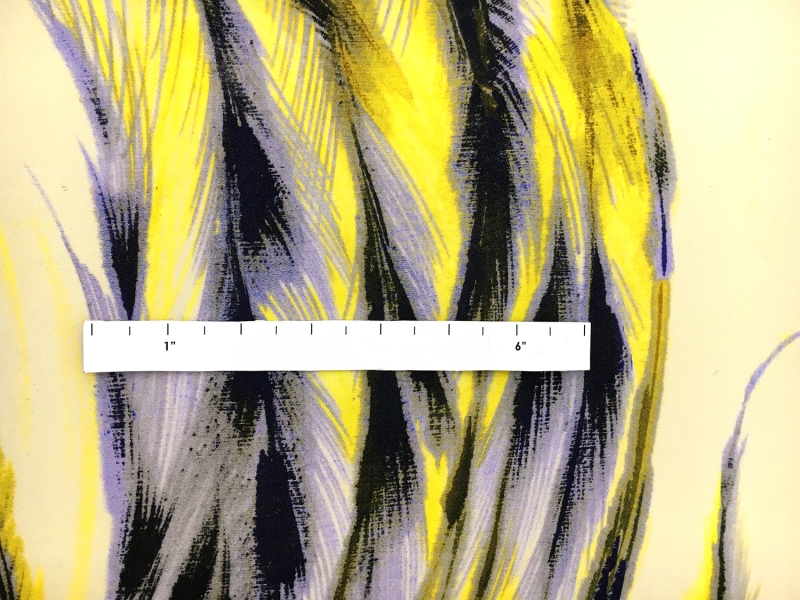 Printed Silk Gazar with Extra Large Feathers1