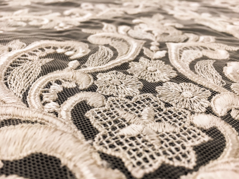 Ornate Embroidered Tulle in Nude3