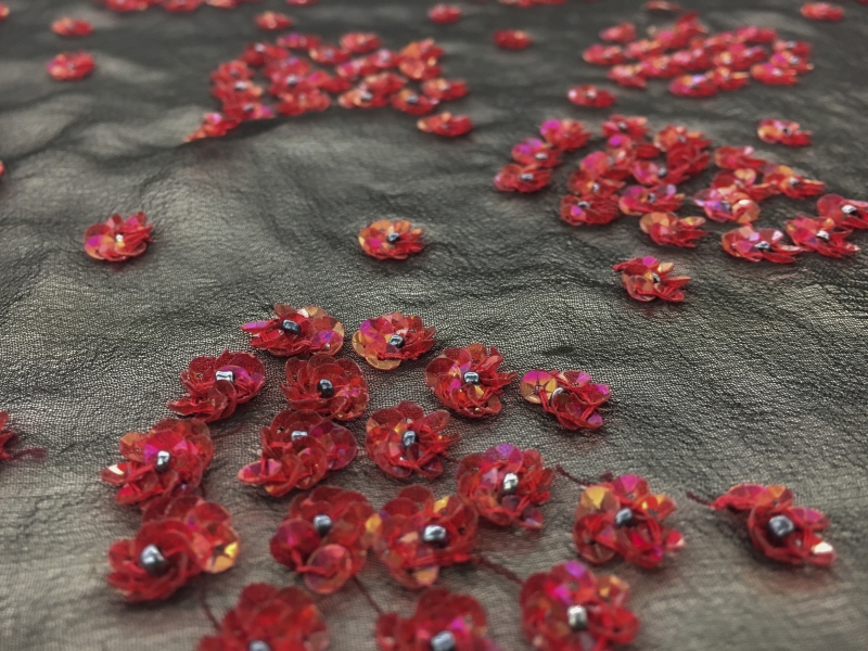 REDUCED Hand Beaded Silk Chiffon with Small Flower Clusters2