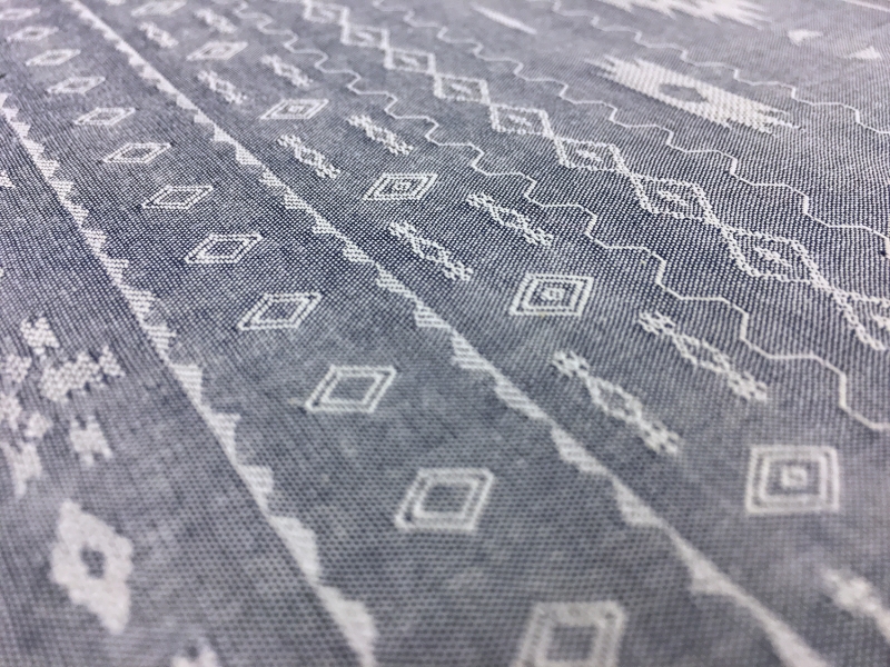 Cotton Chambray Jacquard With Navajo Pattern In Indigo2