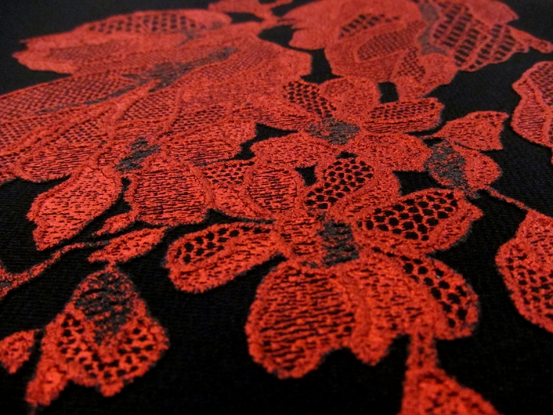 Polyester Silk Blend Double Face Metallic Appliqued Zibelline1