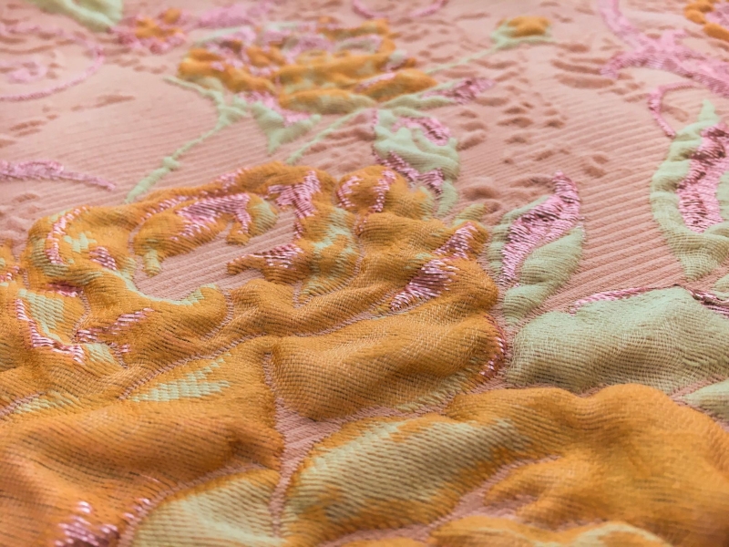 Silk Blend Matelassé with Flowers and Swirls2