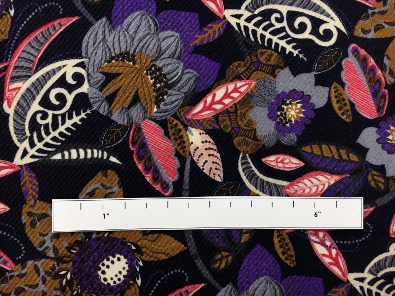 Italian Wool Twill Graphic Floral Print1