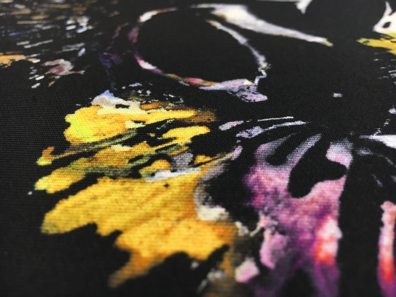 Printed Silk Mikado with Abstract Painted Flowers2