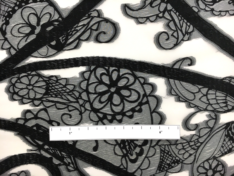 Silk and Viscose Blend Fil Coupé Chiffon with Mixed Paislies1